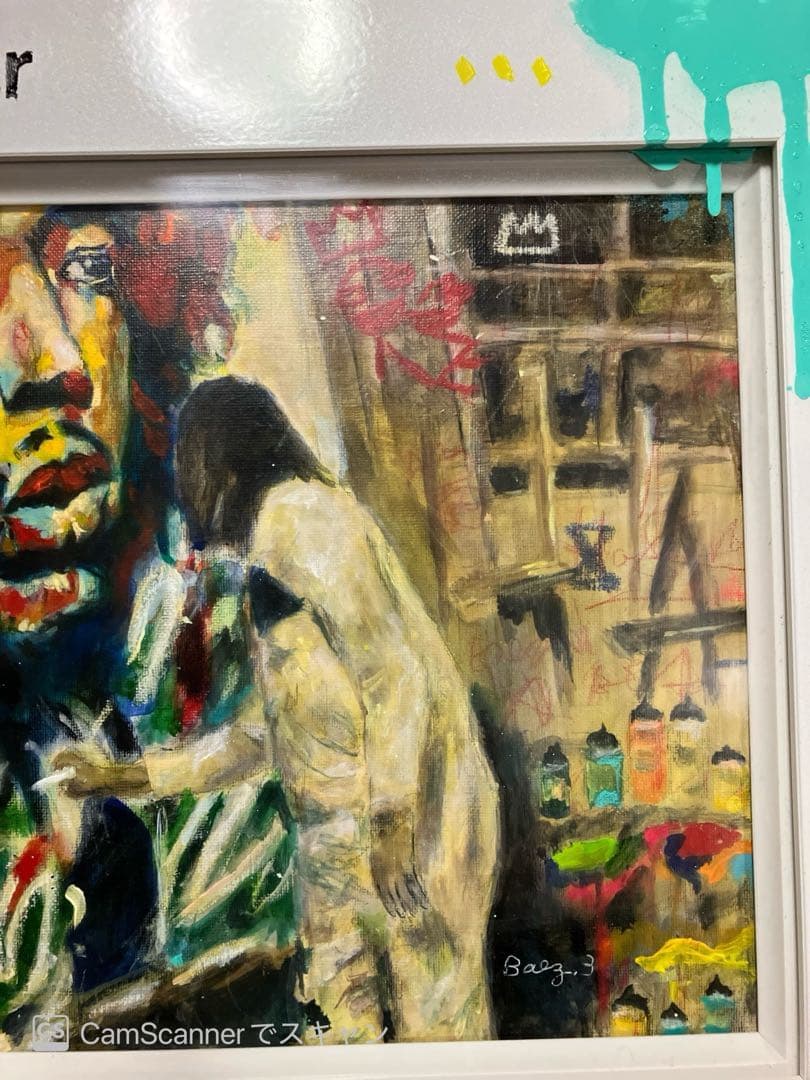 ジミーヘンドリックス アクリル画　キャンバスF6号額付き　　BAEZ3