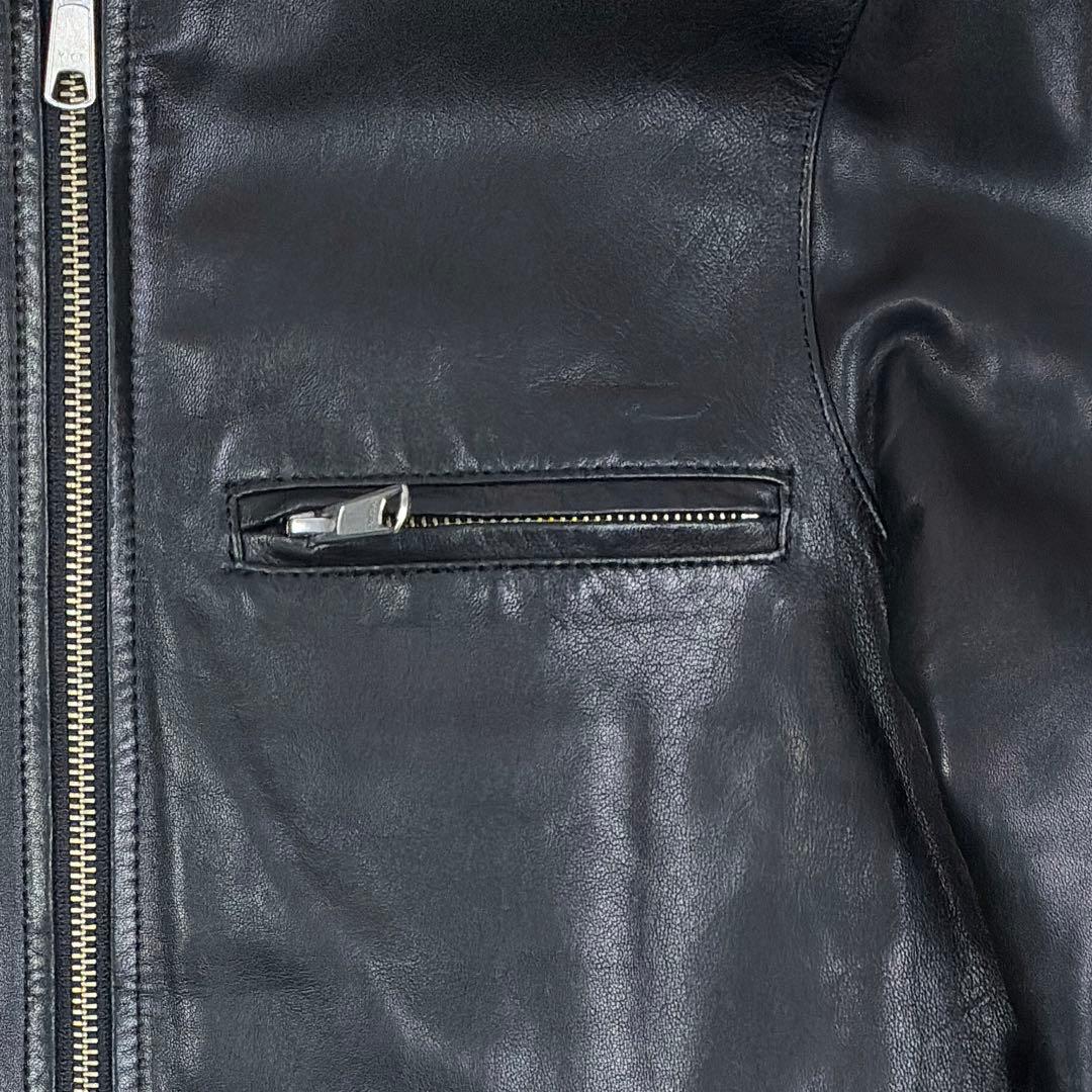 美品　トゥモローランド　ラムレザー　シングルライダース　レザージャケット　S　黒