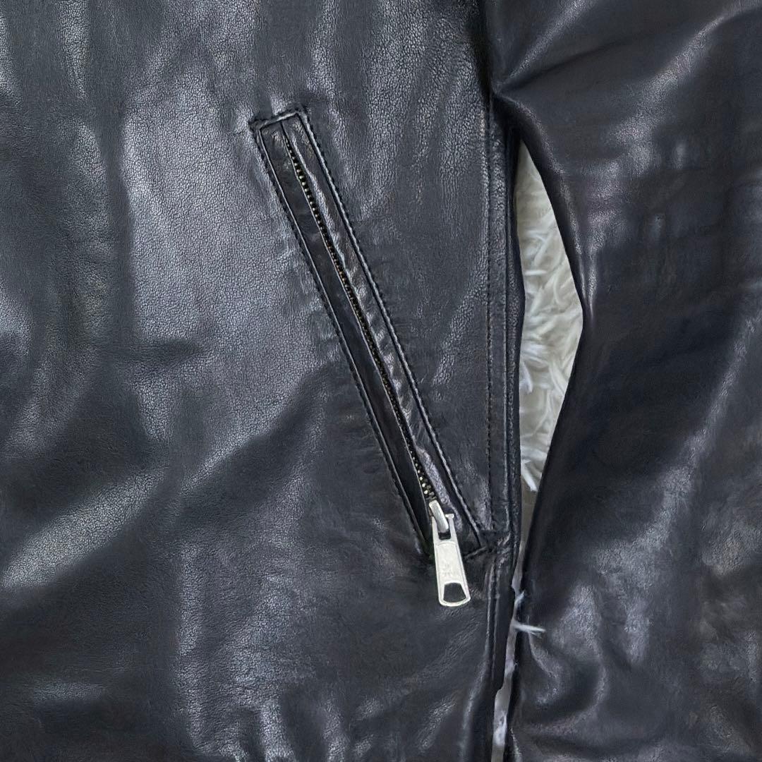 美品　トゥモローランド　ラムレザー　シングルライダース　レザージャケット　S　黒