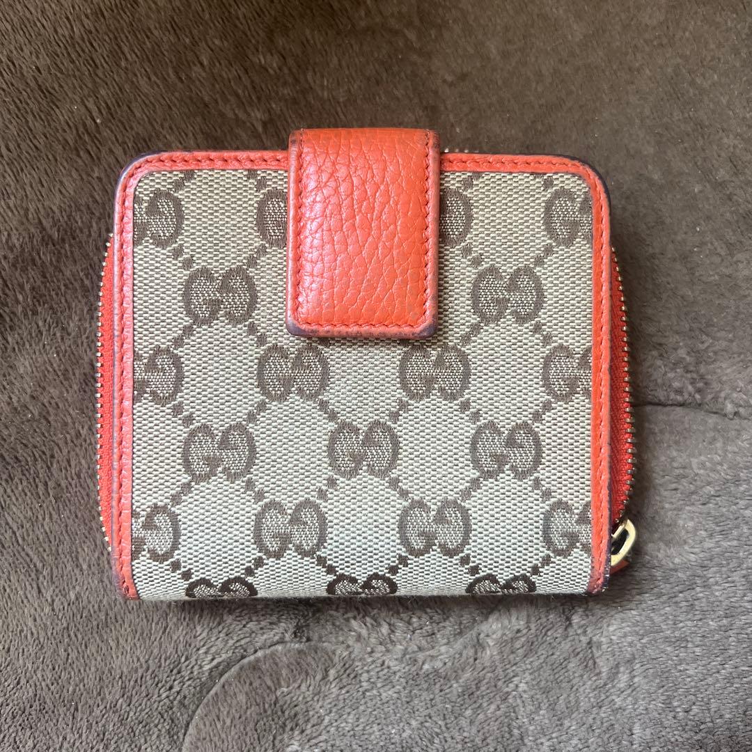 GUCCI 二つ折り財布 オレンジ グレー