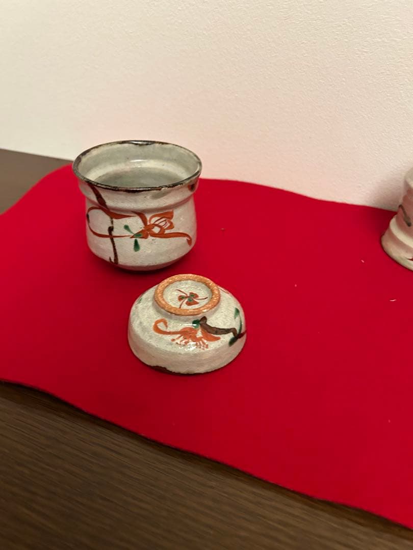 藤本能道作赤絵　吸い物椀　五客