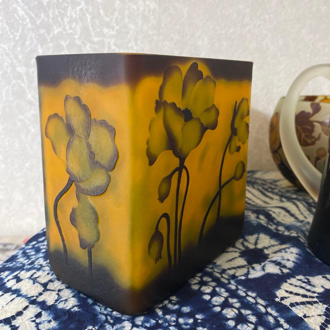 ガレ風？花瓶　ビアマグ　ガラス