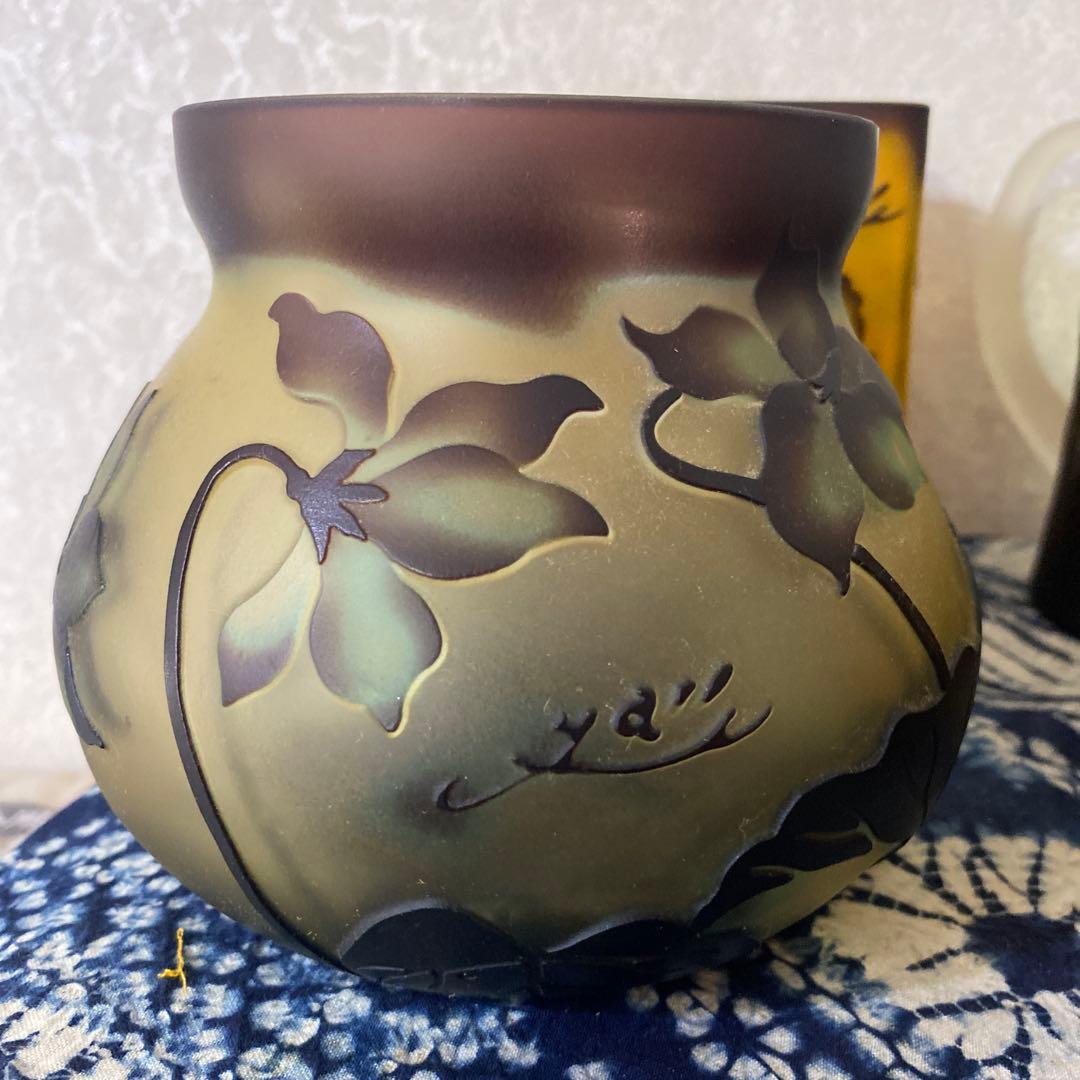 ガレ風？花瓶　ビアマグ　ガラス