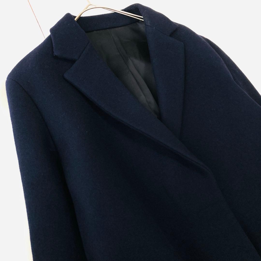 ドゥーズィエムクラス　イレーヴ　ウールチェスターコート　ロング丈　ネイビー