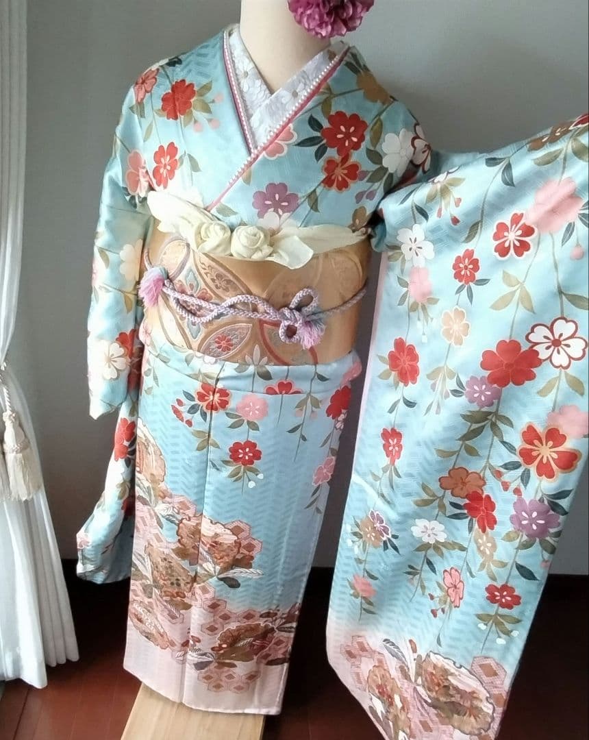 ☆応援価格☆368.小柄なお嬢様へ振袖7点セット　正絹フルセット　成人式　落款