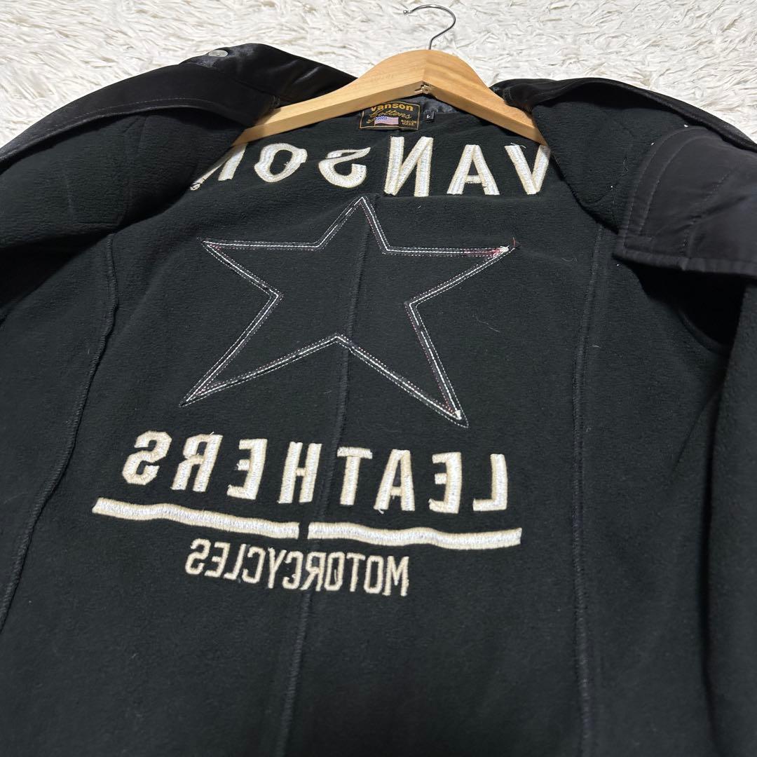 バンソン VANSON 刺繍 ナイロン ライダース ジャケット ブルゾン L