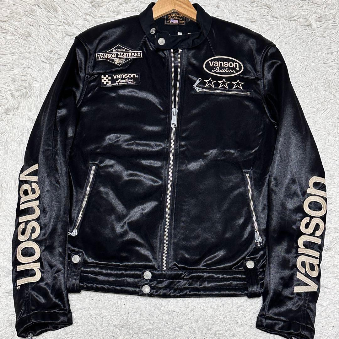 バンソン VANSON 刺繍 ナイロン ライダース ジャケット ブルゾン L