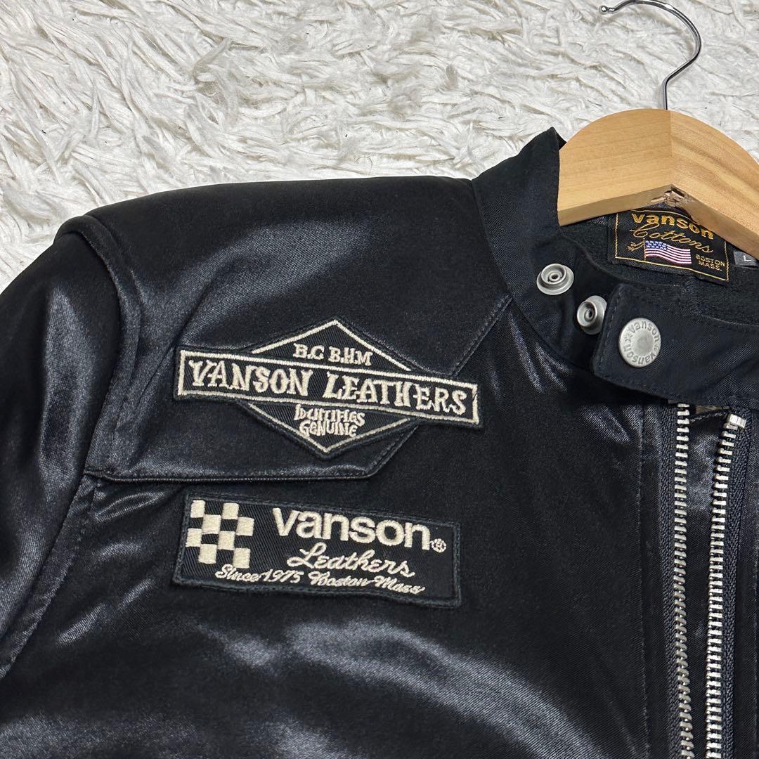 バンソン VANSON 刺繍 ナイロン ライダース ジャケット ブルゾン L