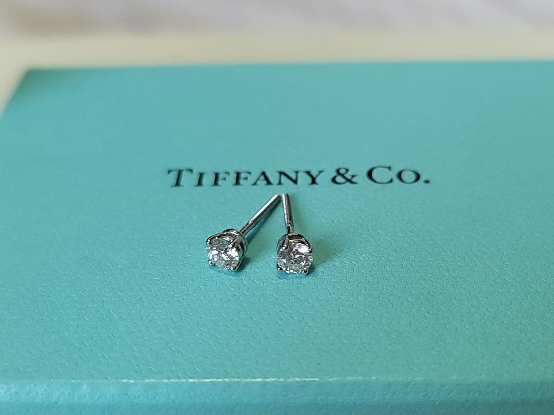 ティファニーダイヤモンドピアス0.43ctGカラーVS1/VS2スクリューポスト