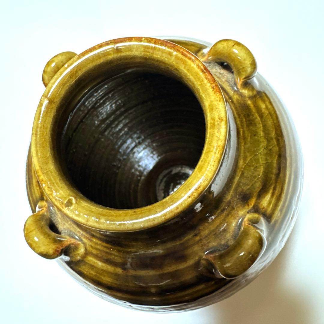 志戸呂焼　白幡鳳悦作　四耳 祖母懐　壺　花瓶　フラワーベース　茶壺