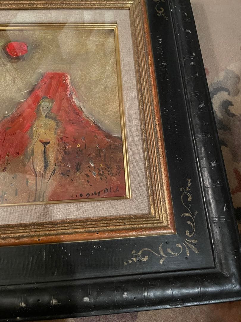 絵画　織田廣喜　オダヒロキ　富士と少女　油彩　織田ひろき　美術品　おだひろき