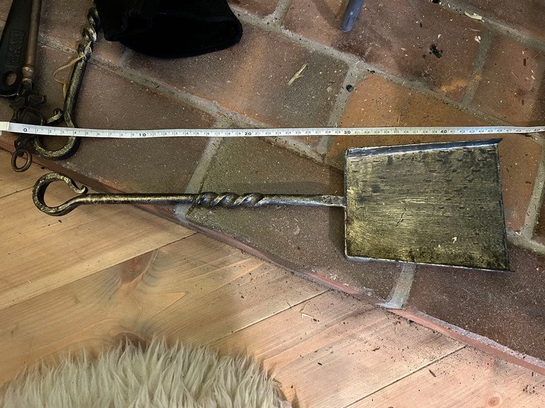 アンティーク☆薪ストーブ用ファイヤーツール&スクリーンセット☆ゴールド