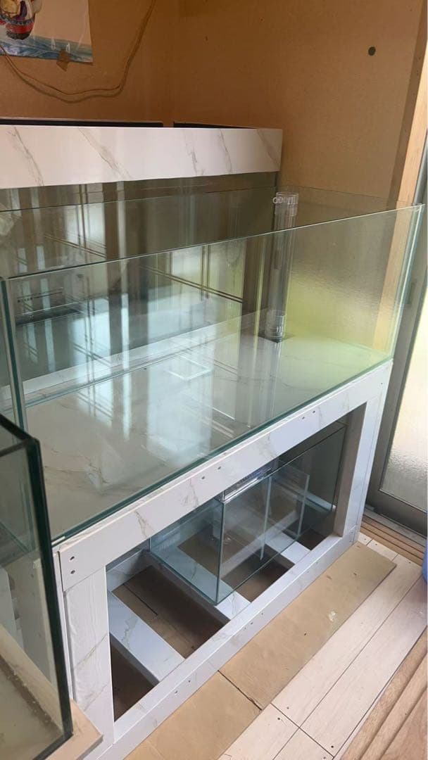 値下げしました‼️⇒オーバーフローKOTOBUKIガラス水槽と台のセット蓋付き