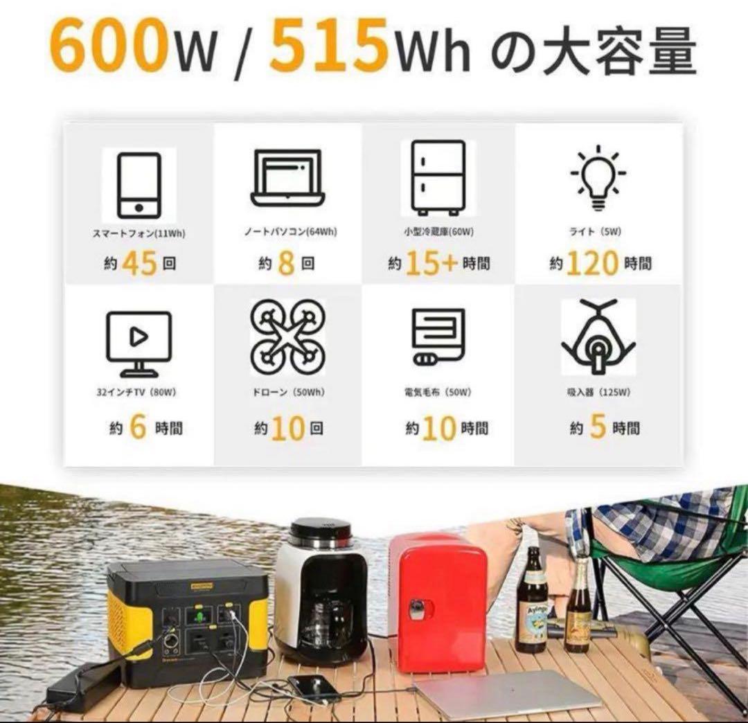 新品●EEIVOL ポータブル電源 AC出力600W瞬間最大1200W