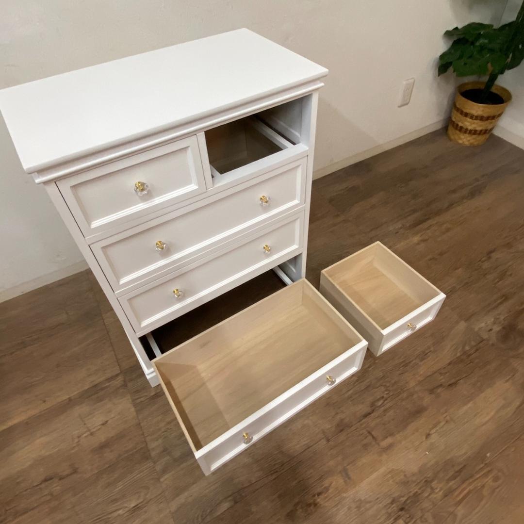 引越しSALE sora様　 専用　シャビー仕上げ　チェスト ４段５杯