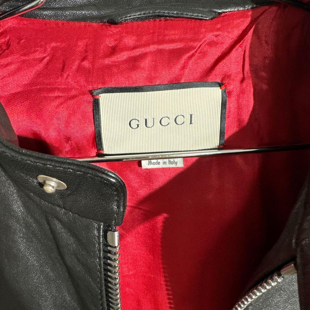 GUCCI Leather Single Jacket black サイズ48