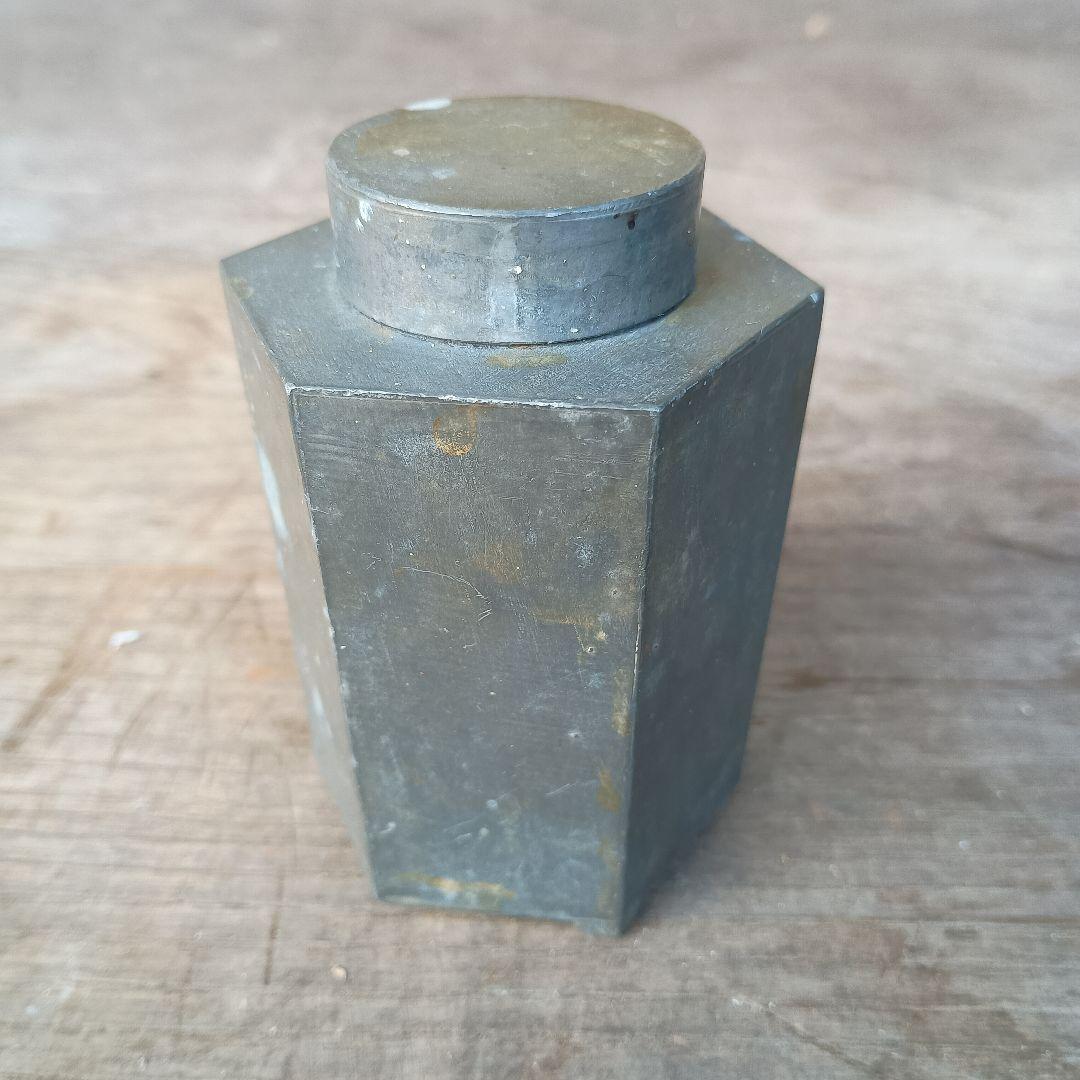 六角 茶器　債聚點造　古錫製　茶芯壺　煎茶道具