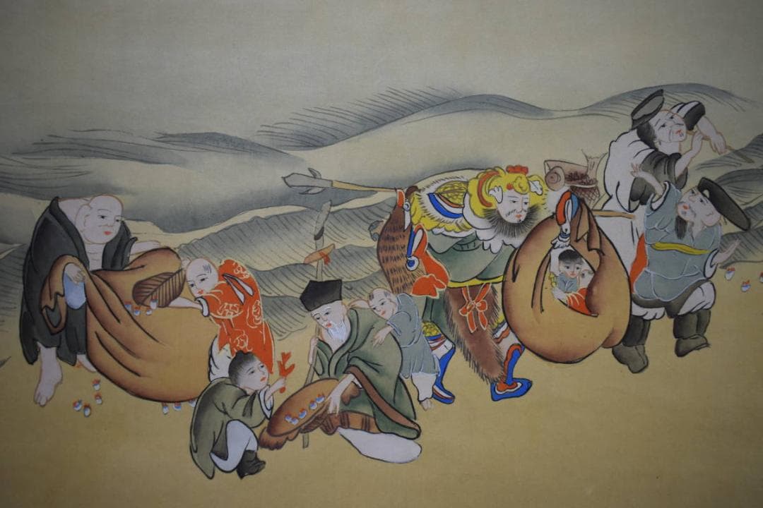 不詳/作者不詳/尓康？/七福神図/人物図/布袋屋掛軸HK-17