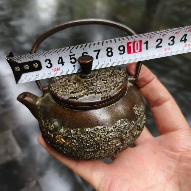 銅器 提梁壺 点金龍鳳徳利 茶壺 茶道具 装飾品 工芸品 美術品 置物