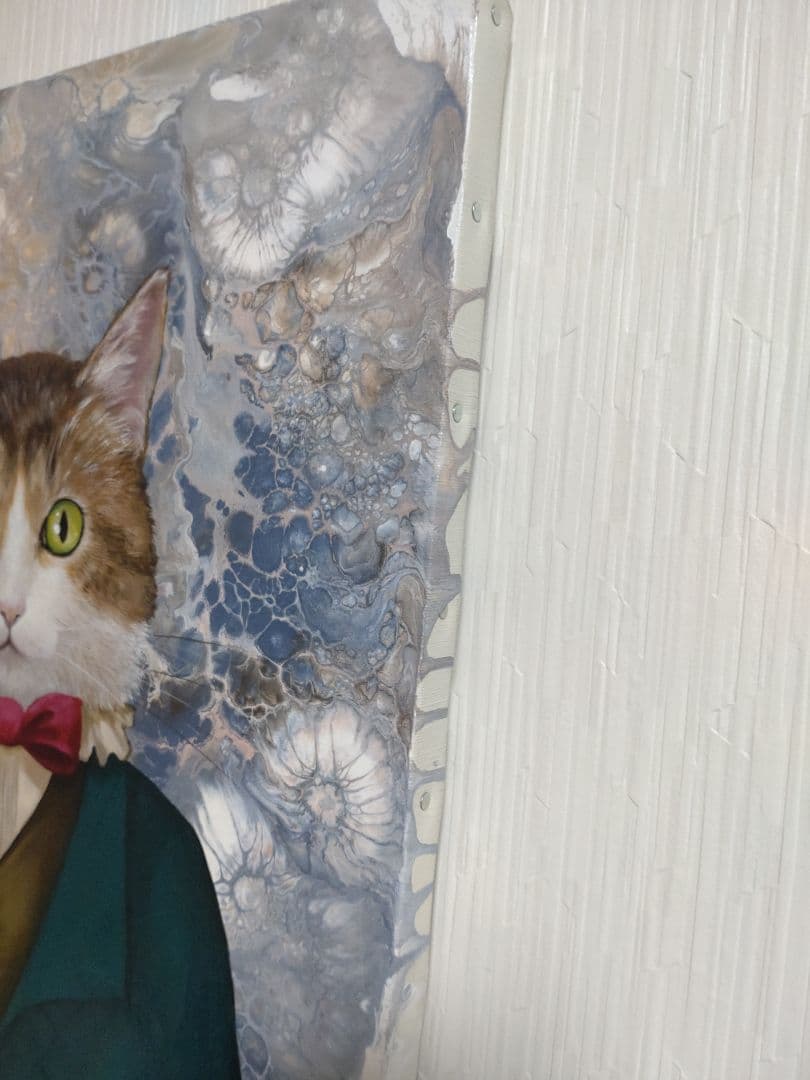 猫の油絵【猫伯爵】1点物の原画/作者サイン入り/F8号キャンバス