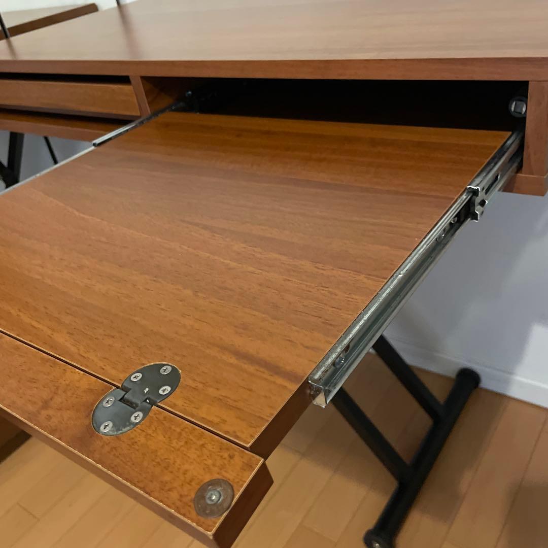 【希少】昇降式スライドテーブル付きダイニング薄型パソコンデスク机 90×45cm