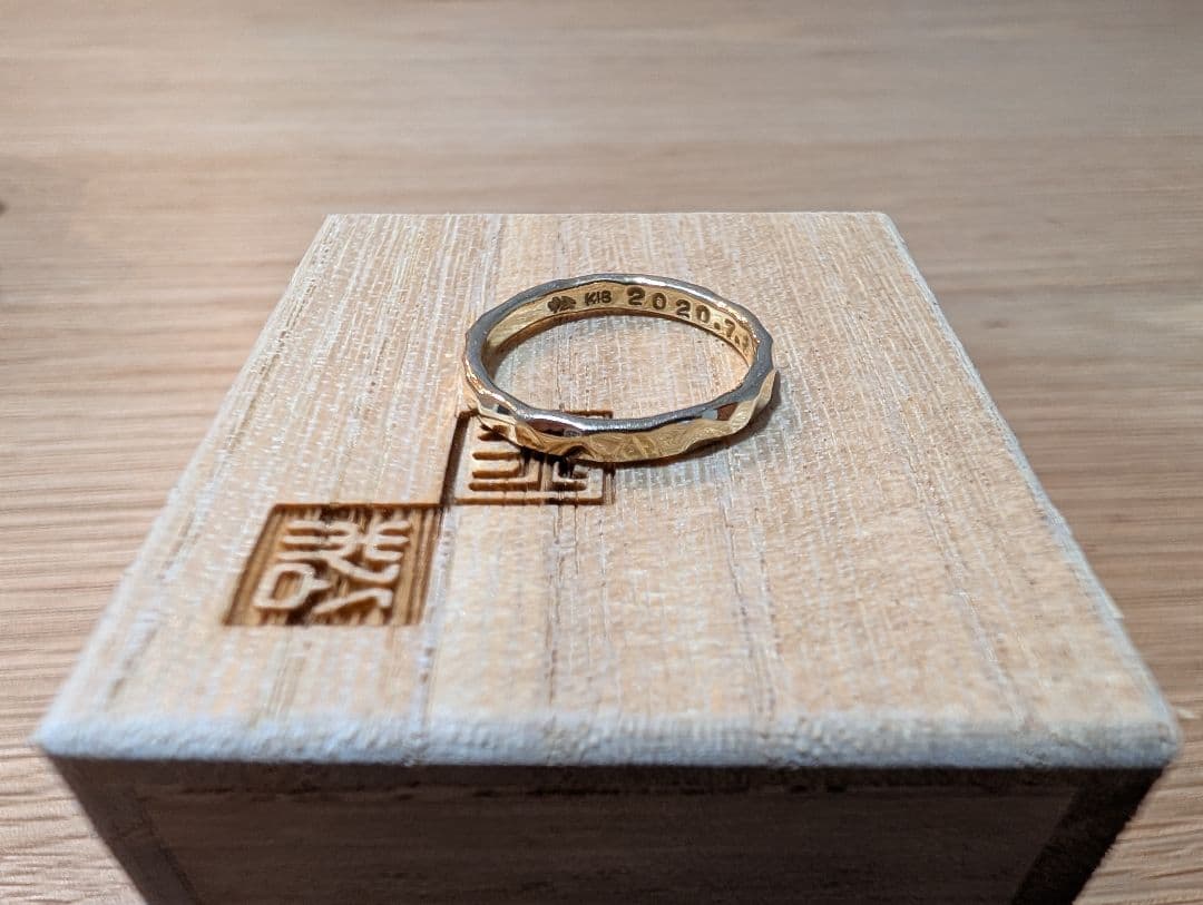 市松　18K　ブラックゴールド.イエローゴールド　リング