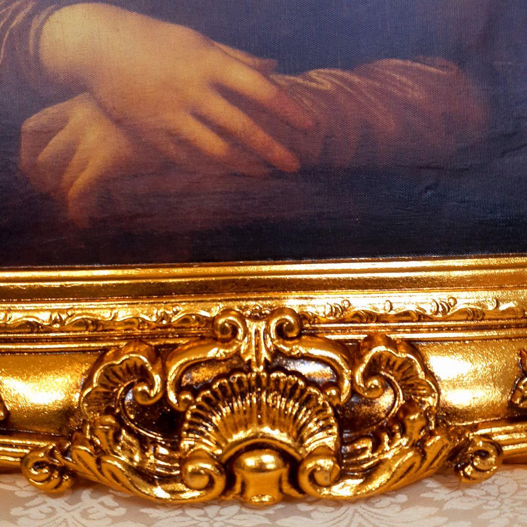 輸入雑貨　ダヴィンチ作　絵画　モナリザ　良質キャンバス生地　金箔使用　額絵