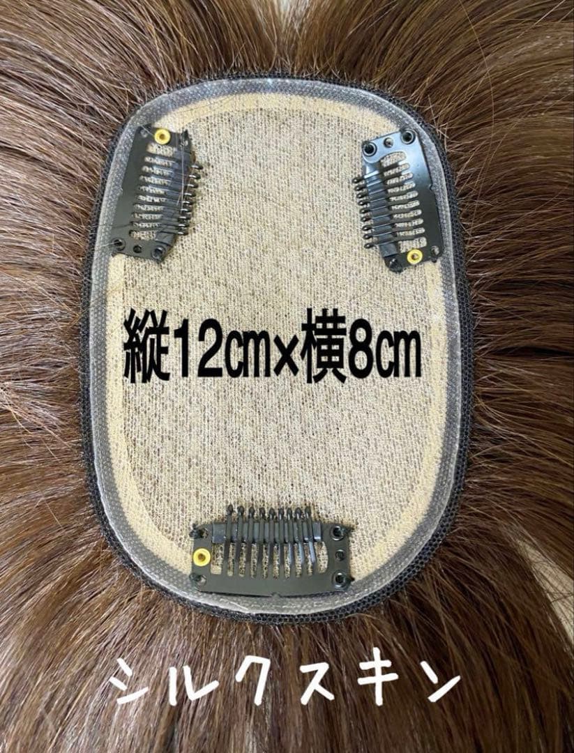 人毛100% ヘアピース　ブラウン35シルクスキン　総手植え引き抜き　前カット