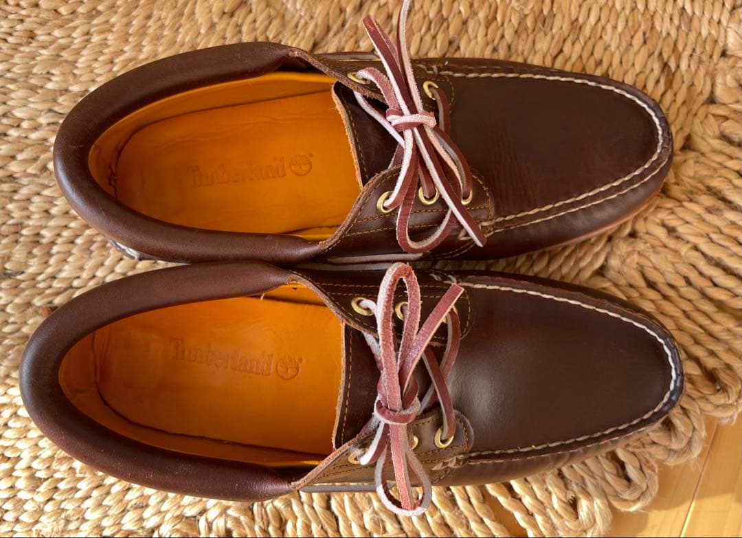 【美品】Timberland ブラウン レザーデッキシューズ