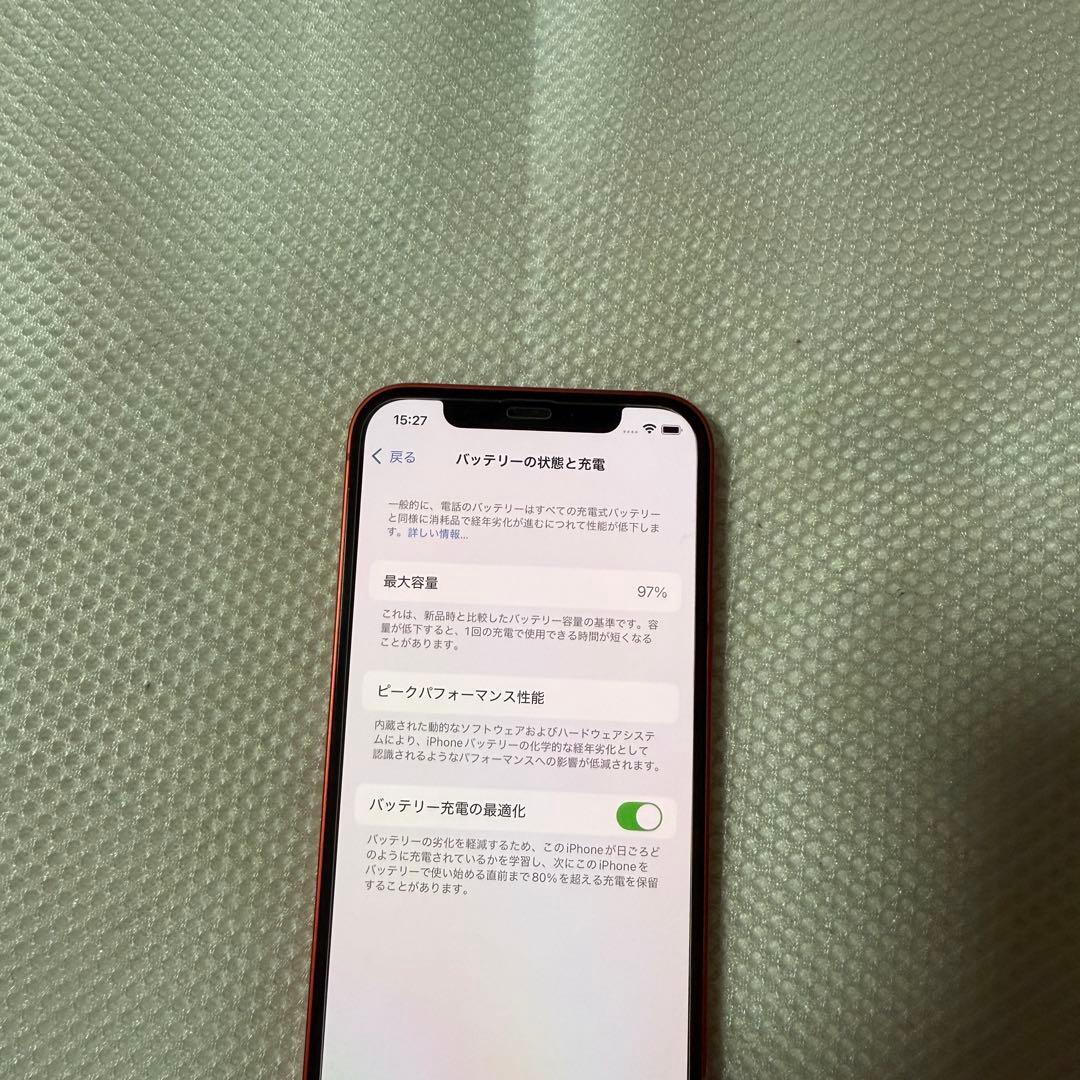 美品 SIMフリー iPhone12 256GB レッド バッテリー97%