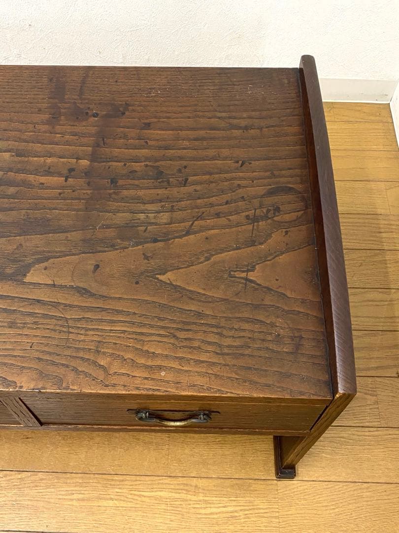 アンティーク レトロ 文机 机 飾り棚 インテリア 古民具 欅 けやき 無垢