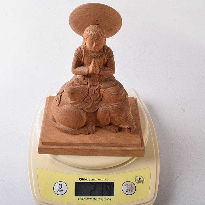 mi　仏教美術　木彫　普賢菩薩像　仏像　置物　共箱　V　7995