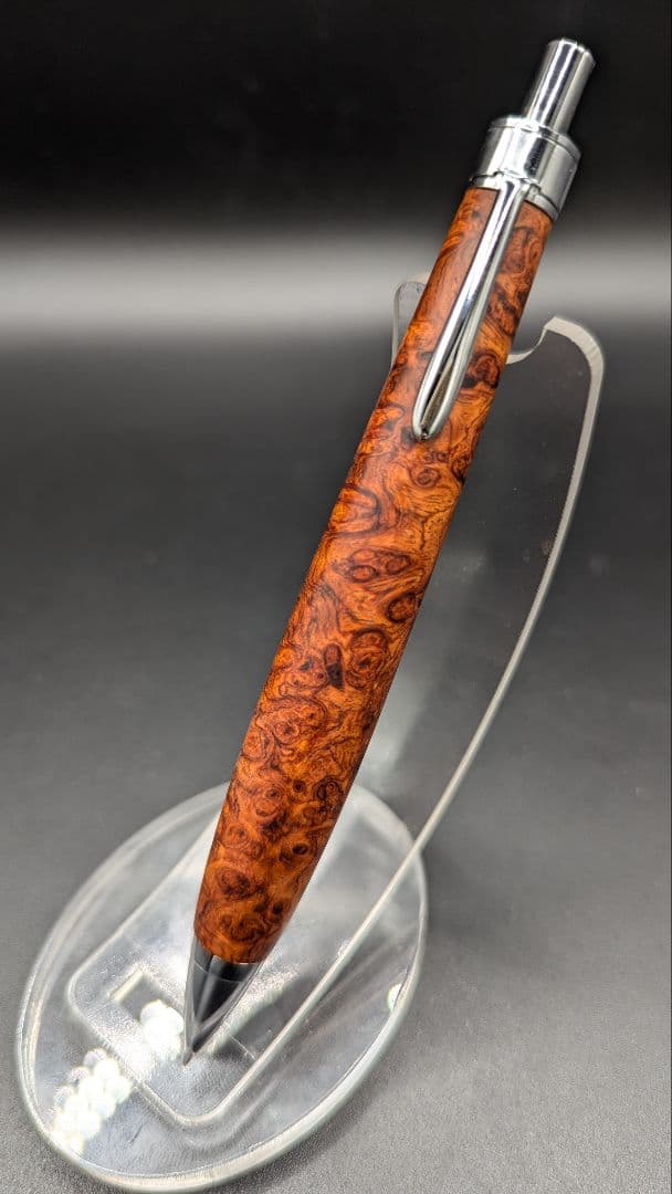 241ペン工房翌檜　特上　本花梨　瘤杢　木軸シャーペン　ボールペン　サポニンあり