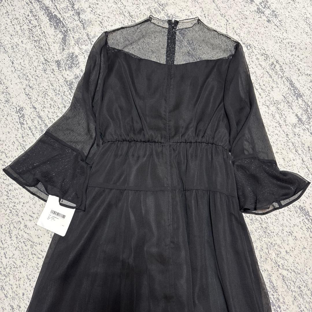 【niana】新品タグ付 シフォンドレス ラメチュール 黒L 結婚式 ブライダル