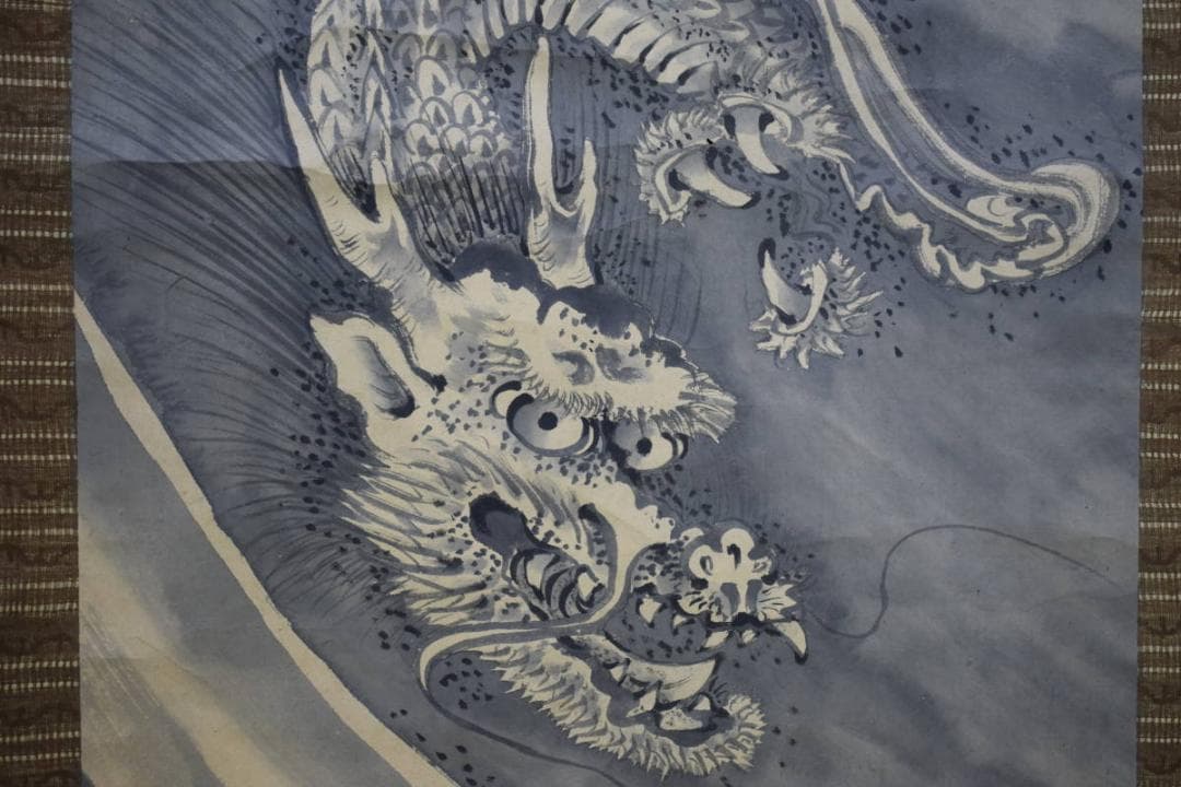 真作/宇都宮大潔/雲龍図/双幅/布袋屋掛軸HE-640