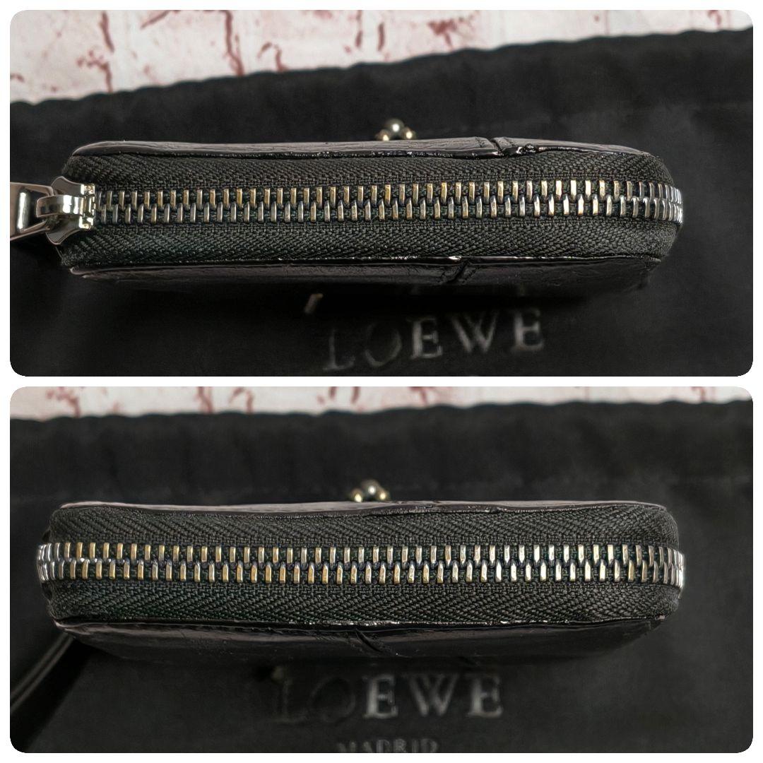 【美品】ロエベ 二つ折財布 パズル コンパクトジップウォレット アナグラム／黒A