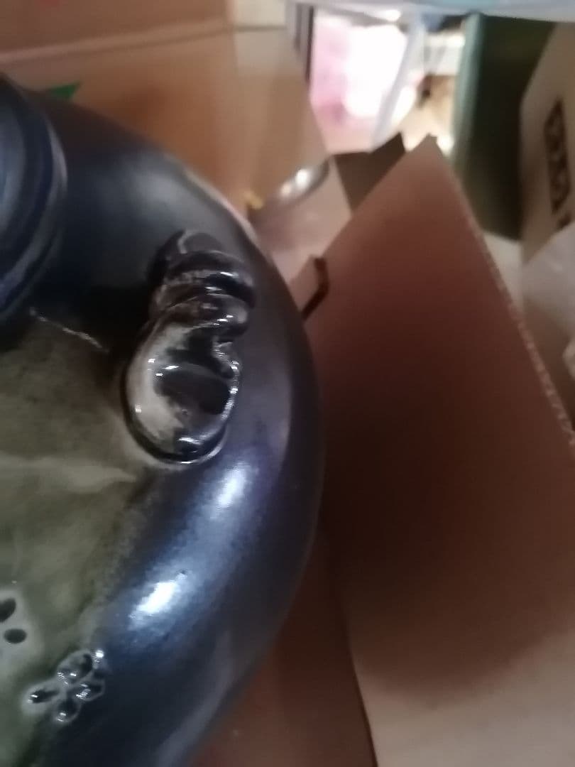 萬古焼　陶器 花瓶 グリーンとブラック