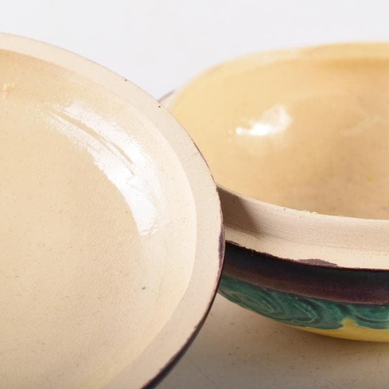 茶道具　交趾焼　佐久間芳丘作　魚波文　荒磯香合　共箱　V　8148