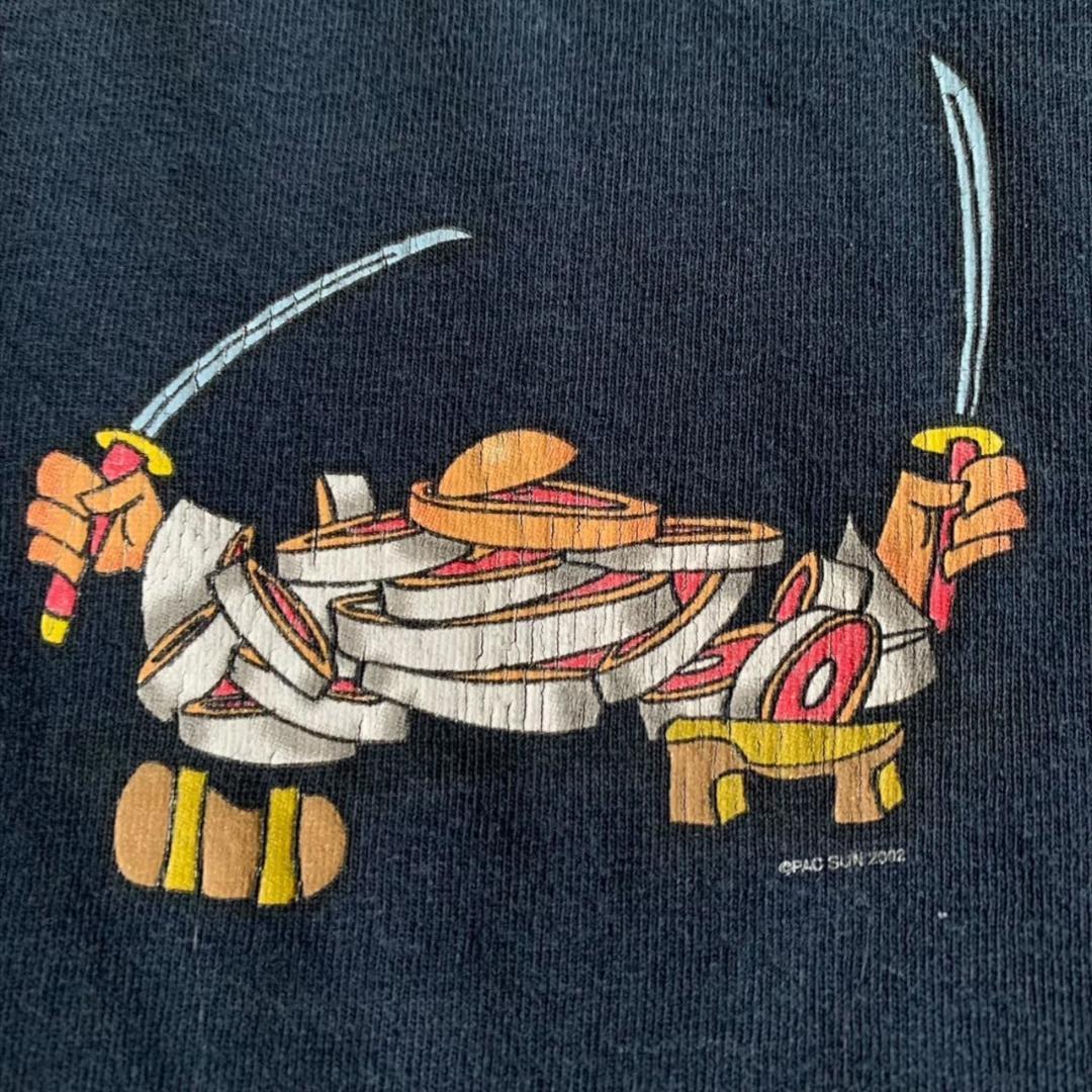 00s サムライ ビンテージ Tシャツ アート 忍者 ninja コミカル XL