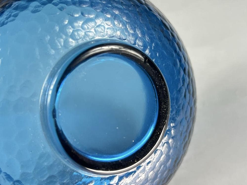 【料】　★ 料器 藍料瑠璃茶碗 ★　明治期　宝藍色料 食器花器　和風玻璃