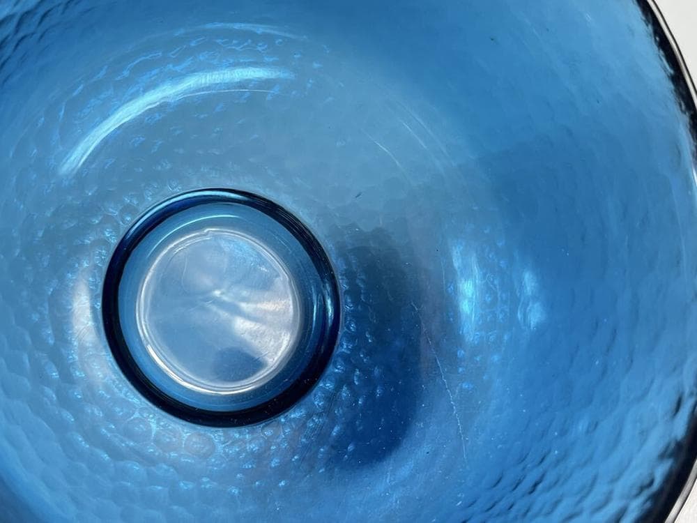 【料】　★ 料器 藍料瑠璃茶碗 ★　明治期　宝藍色料 食器花器　和風玻璃