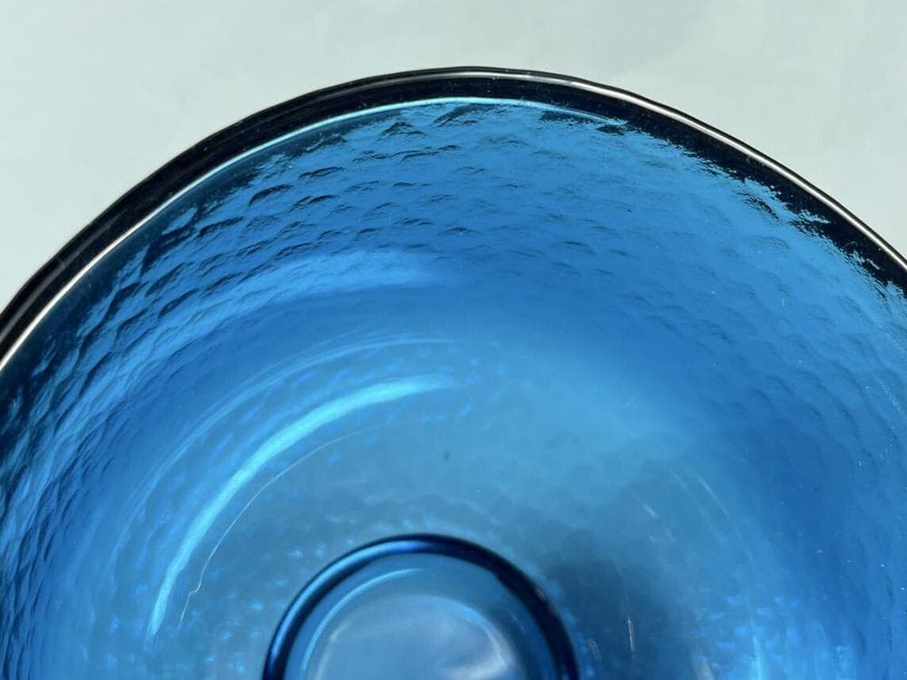 【料】　★ 料器 藍料瑠璃茶碗 ★　明治期　宝藍色料 食器花器　和風玻璃