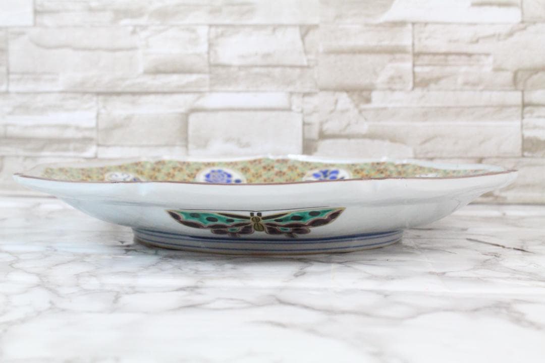 ♡九谷焼 山本重義 金彩小紋 飾皿 共箱・共布 付き EA0H01013