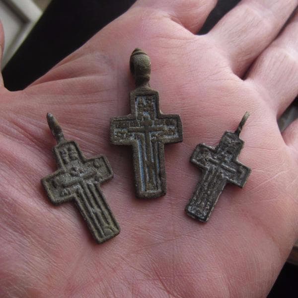 17世紀　ロシアン・クロス　3点セット　17　アンティーク　ブロンズ　ロザリオ