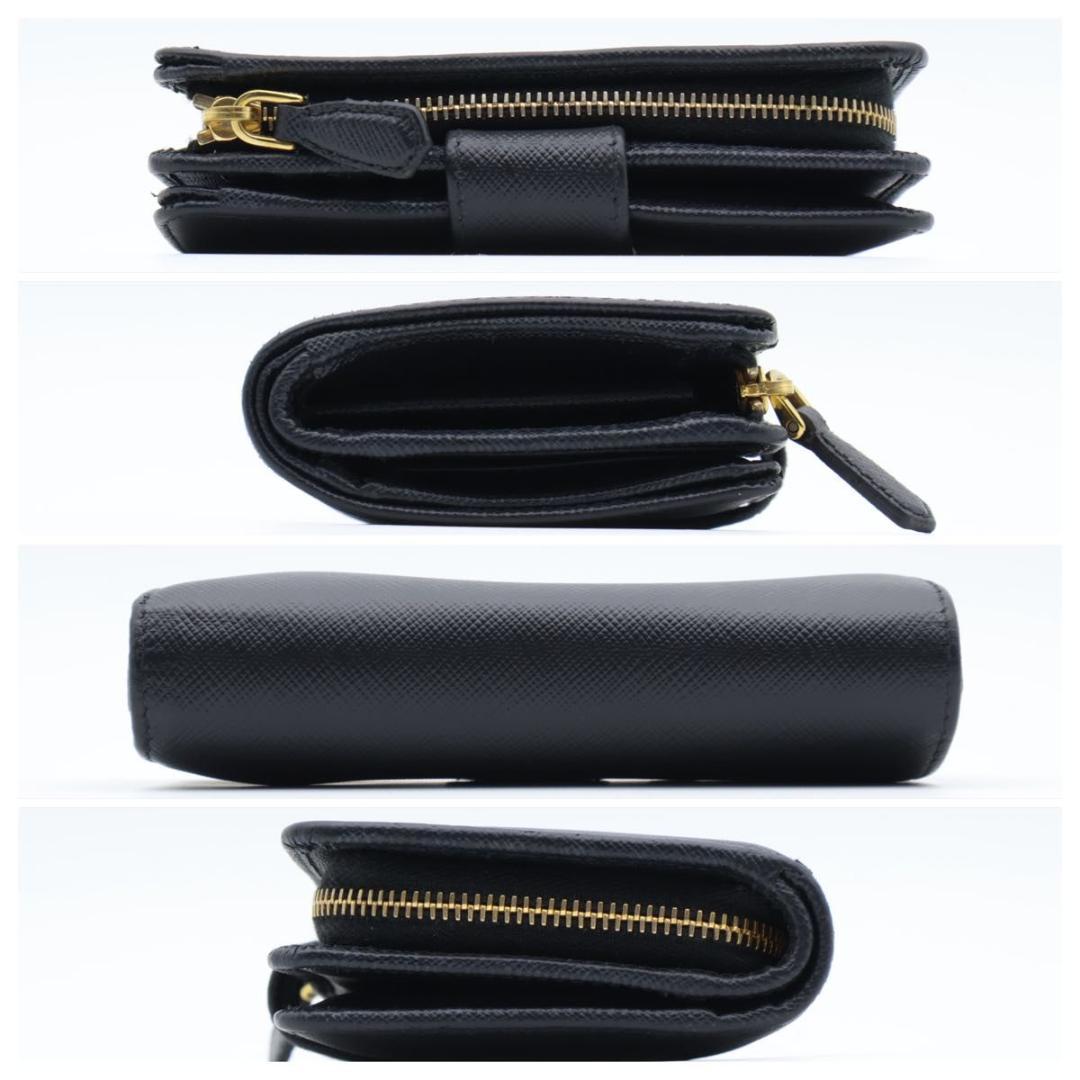 【極美品】PRADA 二つ折り財布　サフィアーノレザー　メタルロゴ　黒