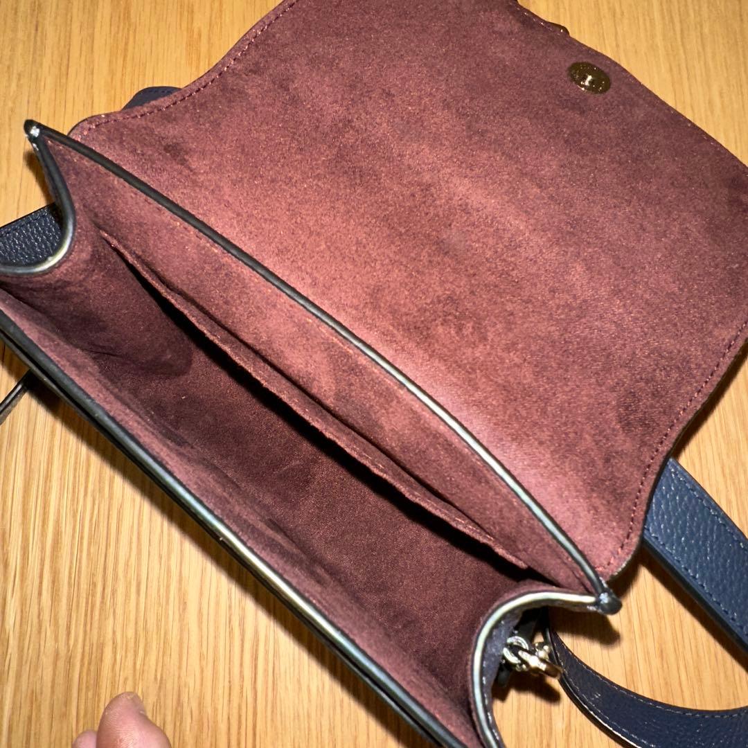 Coach ネイビーレザーショルダーバッグ