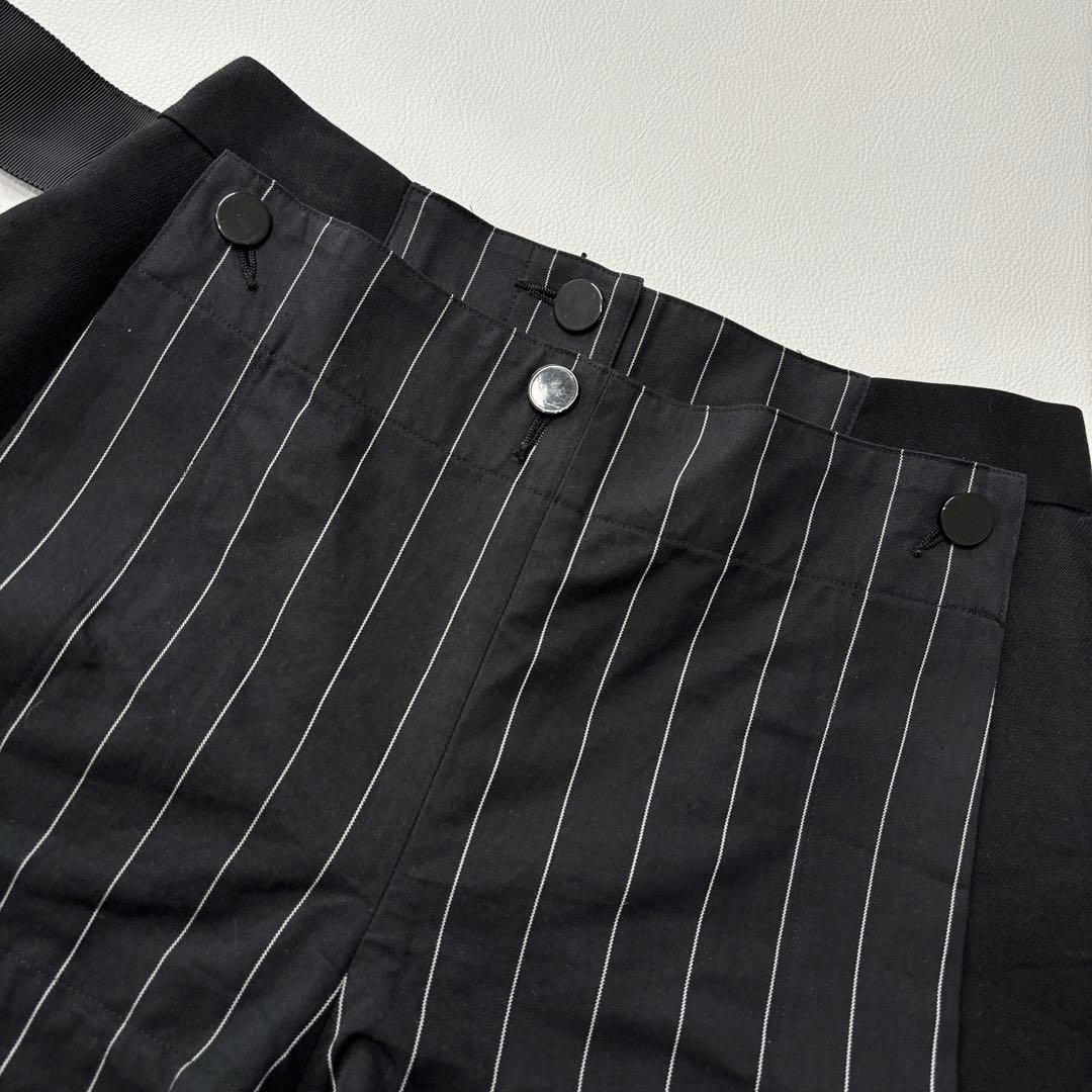 sacai ハーフパンツ ショートパンツ プリーツ　ドッキング　ストライプ　2