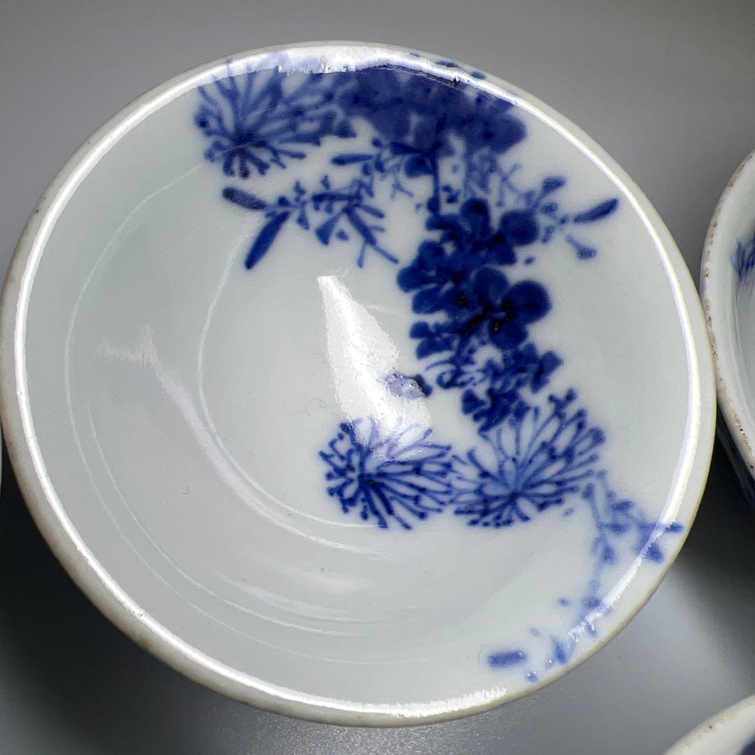 専用　楽亭造　染付煎茶碗5客　口径約6.7㎝　東Y8-0109☆2Fトカサ