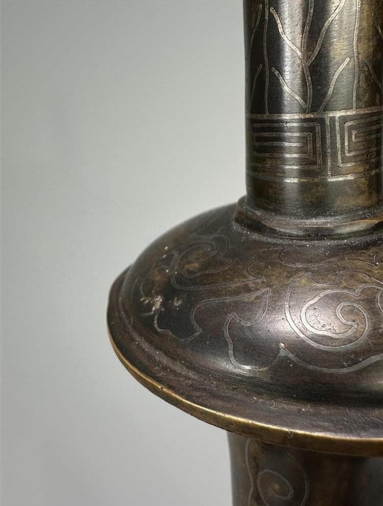 ◆『高麗金銅銀象嵌蒲柳水鳥紋浄瓶』 水瓶◆検）新羅仏 百済仏 高麗仏 仏像