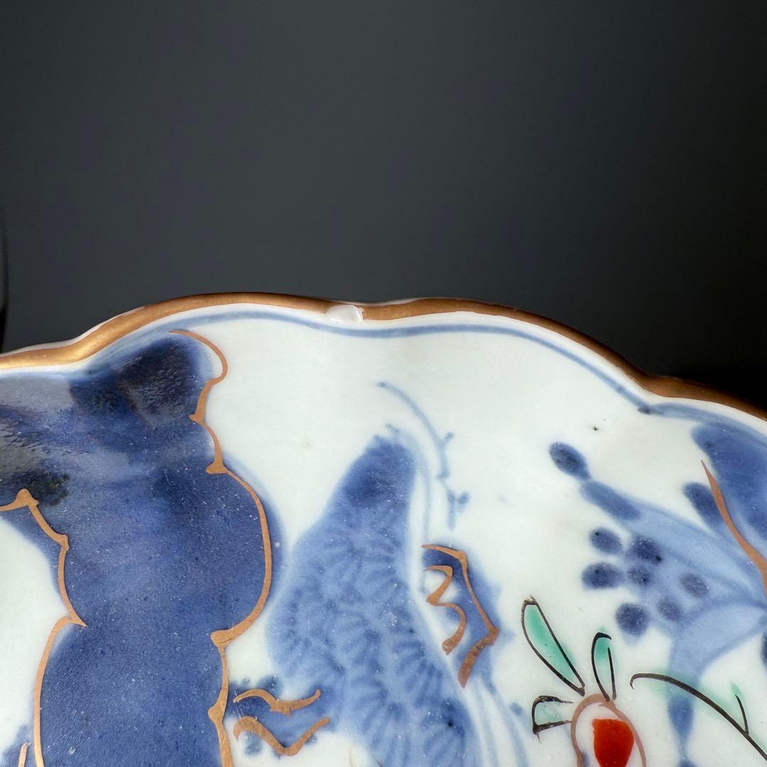 古伊万里　染錦松文様なます皿　10客　ホタルの窯印　江戸期　直径15.3cm